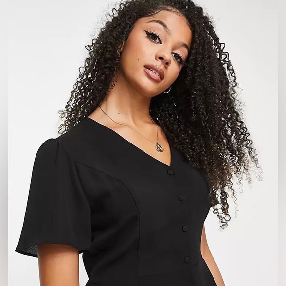 ASOS Design | Tall Short Sleeve Tea Culotte Black Jumpsuit - Picture 2 of 11